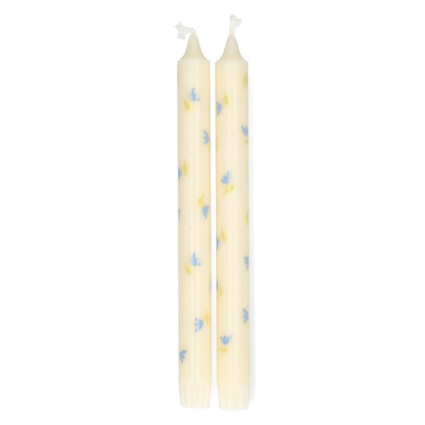 Bougies de table ornées de fleurs, 25 cm, lot de 2