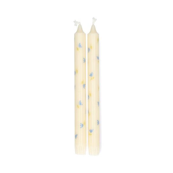 Bougies de table ornées de fleurs, 25 cm, lot de 2