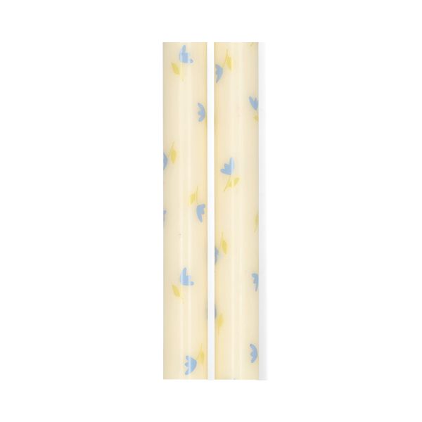 Bougies de table ornées de fleurs, 25 cm, lot de 2