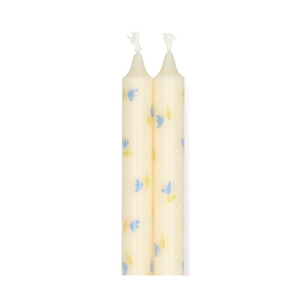 Bougies de table ornées de fleurs, 25 cm, lot de 2