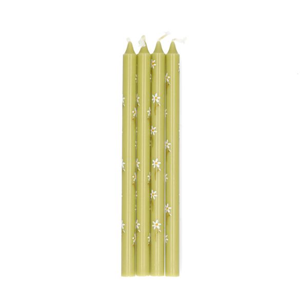 Dunne kaarsen met bloemen, 4 stuks, 20 cm