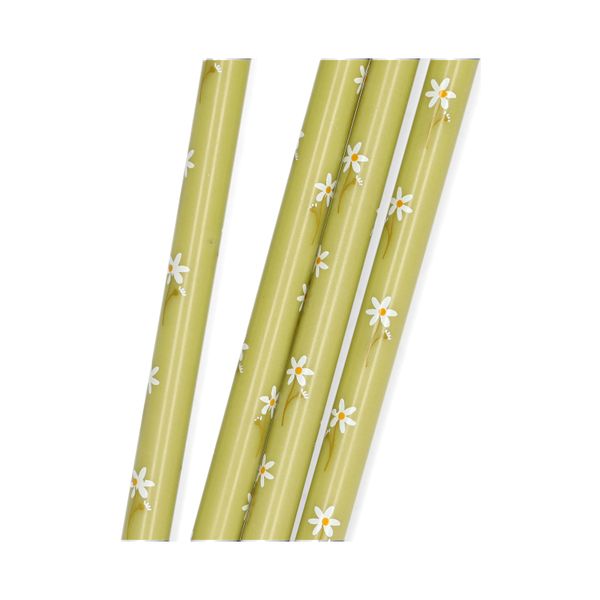 Bougies fines ornées de fleurs, lot de 4, 20 cm