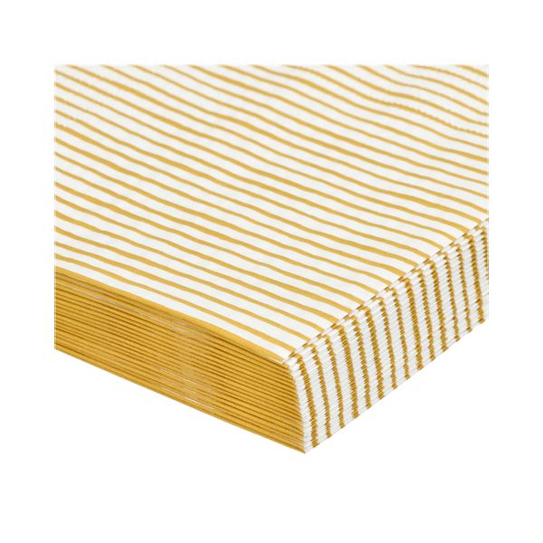 Serviettes de table, papier, rayure jaune, 33 x 33 cm