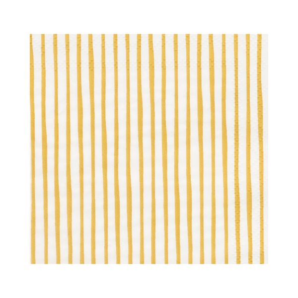 Serviettes de table, papier, rayure jaune, 33 x 33 cm