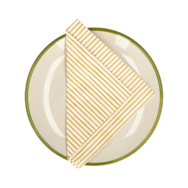 Serviettes de table, papier, rayure jaune, 33 x 33 cm