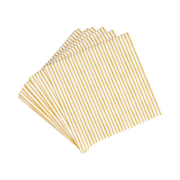 Serviettes de table, papier, rayure jaune, 33 x 33 cm