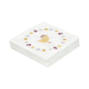 Serviettes de table, papier, poussin et lapin, 25 x 25 cm