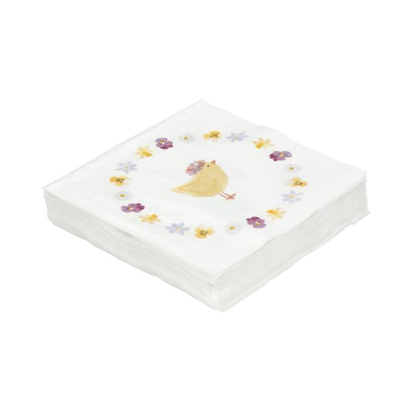 Serviettes de table, papier, poussin et lapin, 25 x 25 cm