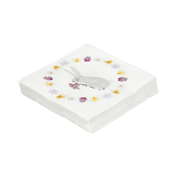 Serviettes de table, papier, poussin et lapin, 25 x 25 cm