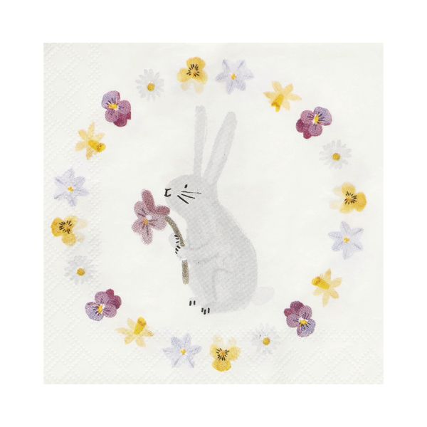 Serviettes de table, papier, poussin et lapin, 25 x 25 cm