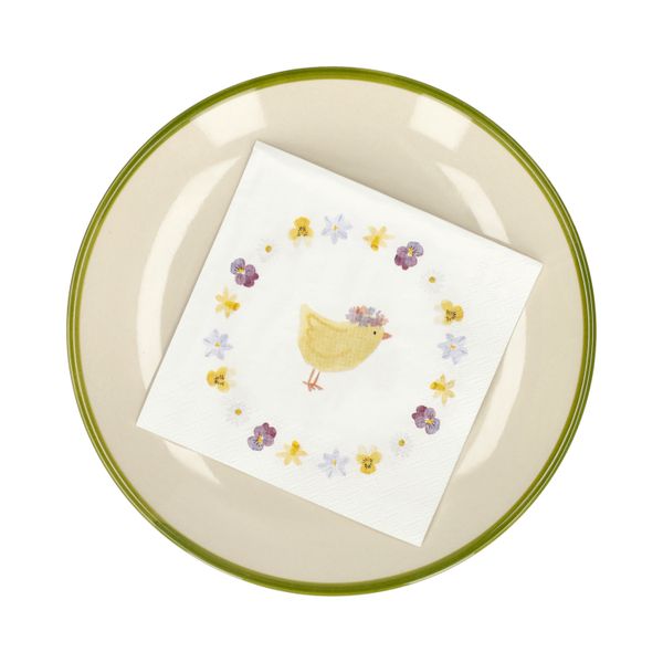 Serviettes de table, papier, poussin et lapin, 25 x 25 cm