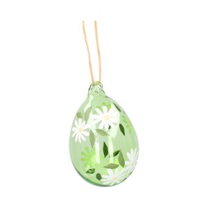 Paashanger, glas, ei met handbeschilderde bloemen