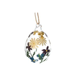 Suspension de Pâques, verre, oiseau orné de fleurs peintes à la main