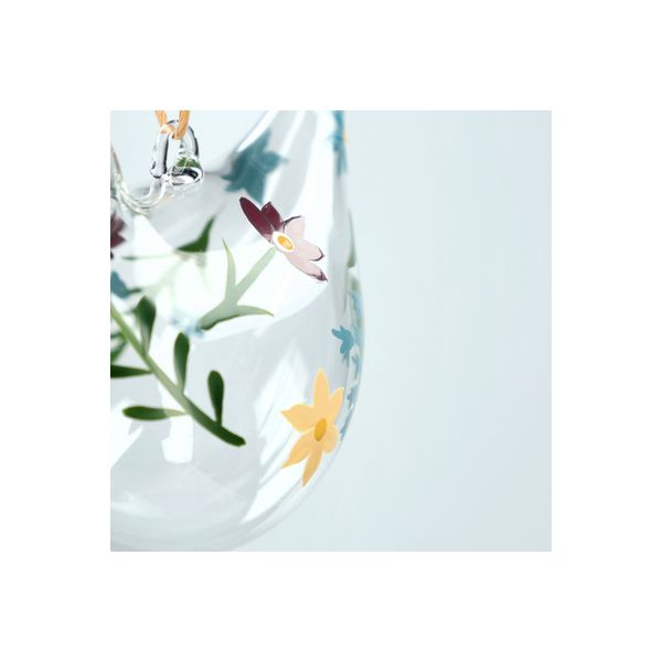 Suspension de Pâques, verre, oiseau orné de fleurs peintes à la main