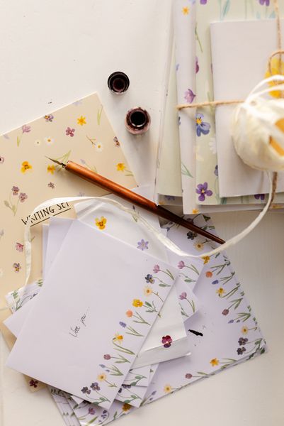 Briefpapier set, papier, bloemen