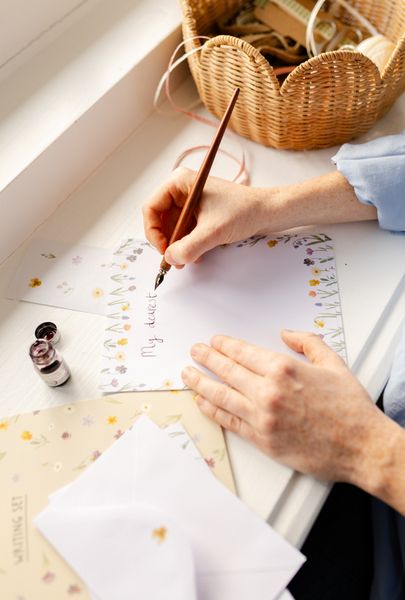 Briefpapier set, papier, bloemen