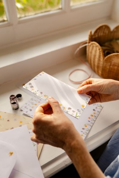 Briefpapier set, papier, bloemen