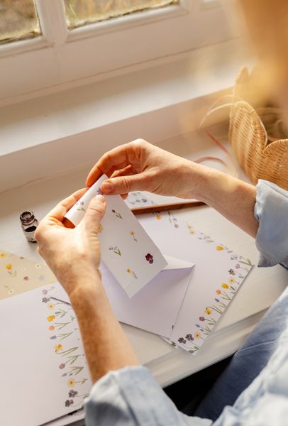 Briefpapier set, papier, bloemen