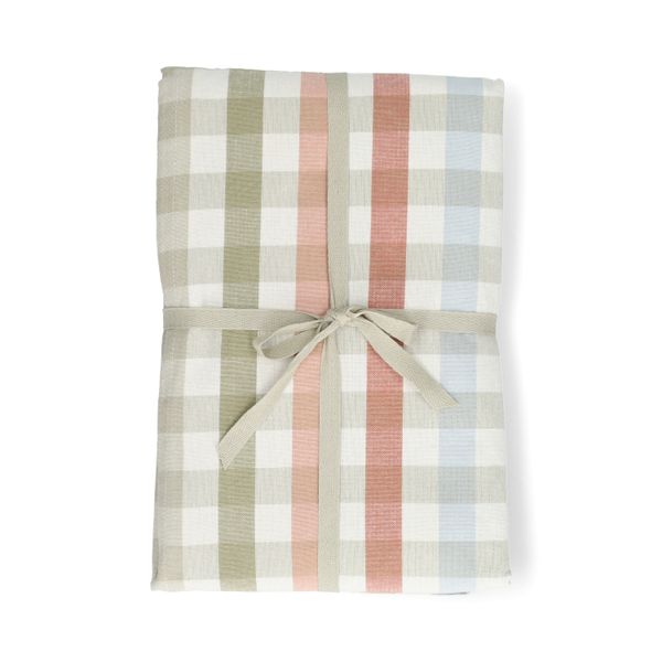 Tafelkleed, GOTS bio-katoen, vrolijke ruit, 145 x 180 cm