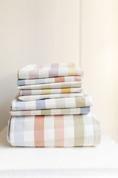 Nappe, coton bio GOTS, carreaux multicolores, 145 x 300 cm