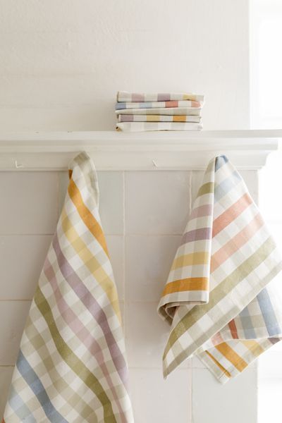 Torchon, coton bio GOTS, carreaux multicolores, 50 x 70 cm