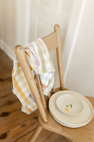 Torchon, coton bio GOTS, carreaux multicolores, 50 x 70 cm