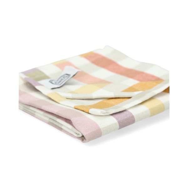 Torchon, coton bio GOTS, carreaux multicolores, 50 x 70 cm