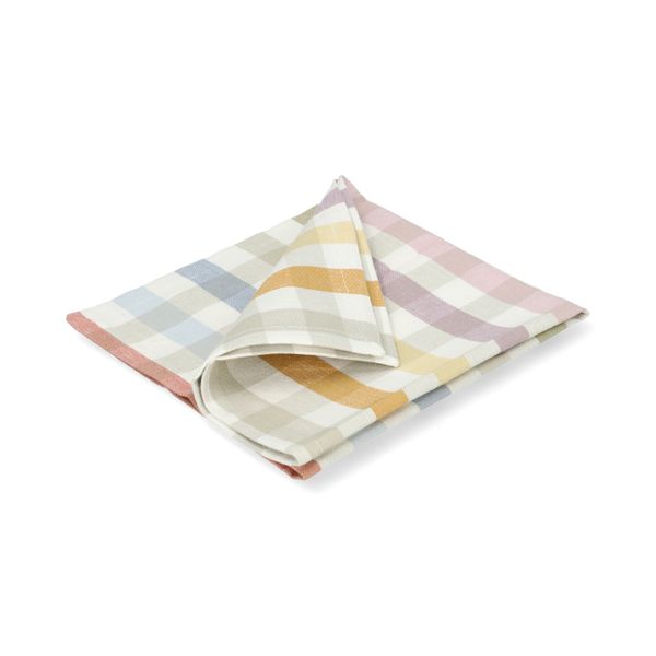 Servet, GOTS bio-katoen, vrolijke ruit, 40 x 40 cm