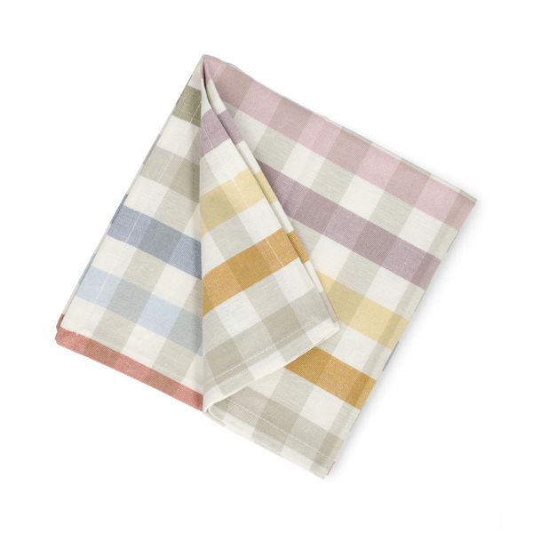 Servet, GOTS bio-katoen, vrolijke ruit, 40 x 40 cm