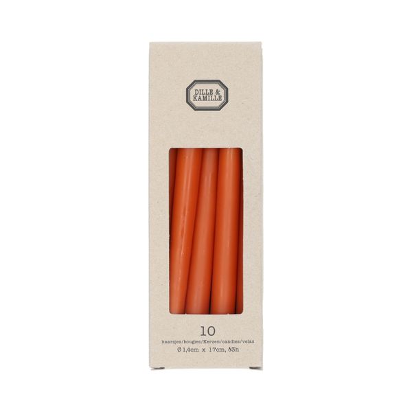 Kaarsjes smal, terra, 17 cm, 10 stuks