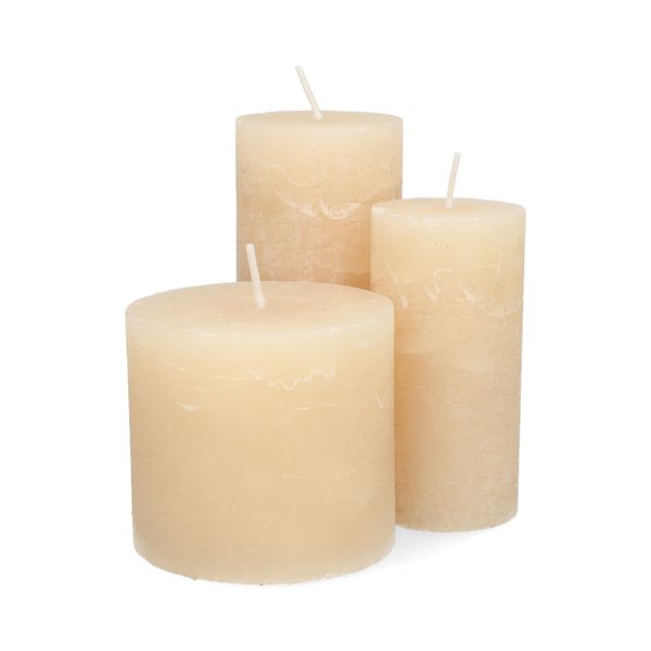 Bougie bloc, sable, Ø6 X 12 cm