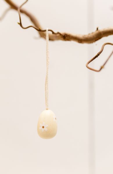 Anhänger, kleine Eier mit Blumen, Holz, 4 Stück