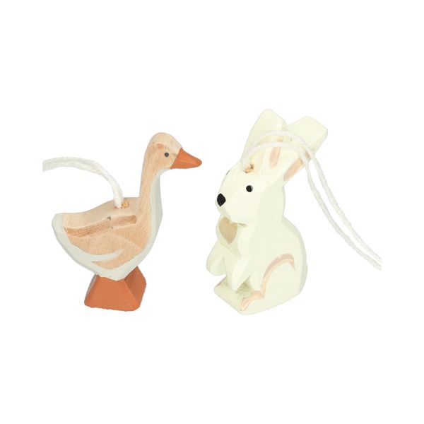 Eitjes, hout, dieren, 4 stuks