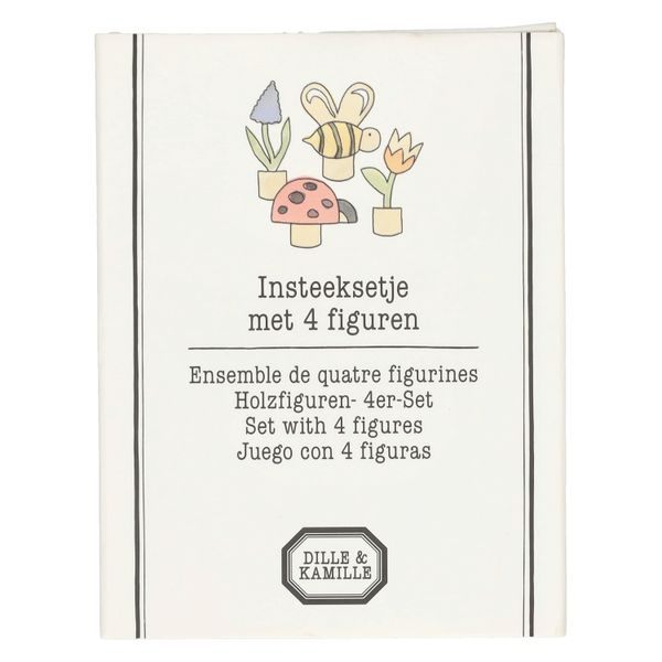 Figurines pour bougeoir en bois en forme d'anneau, bois, insectes et fleurs, lot de 4