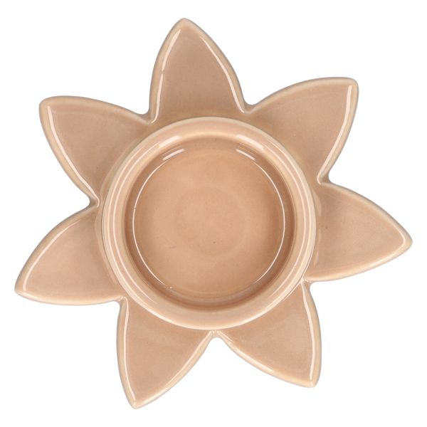 Theelichthouder, porselein, roze bloem, 12 x 12x 3 cm