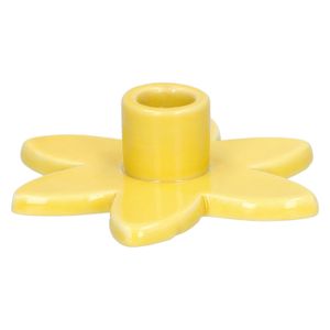 Kandelaar, porselein, gele bloem, Ø8 x 2 cm