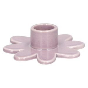 Kandelaar, porselein, lila bloem, Ø10 x 2,5 cm