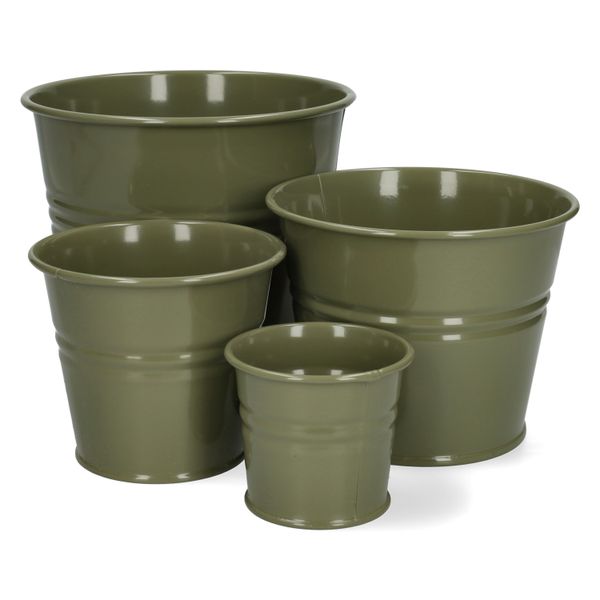 Blumentopf, Zink, olivgrün, Ø7 cm