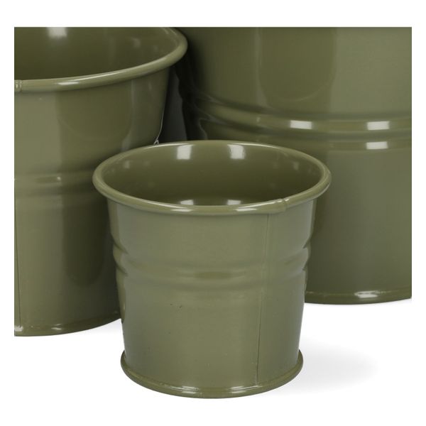 Blumentopf, Zink, olivgrün, Ø7 cm