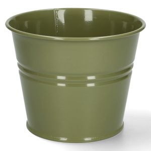 Blumentopf, Zink, olivgrün, Ø14,5 cm