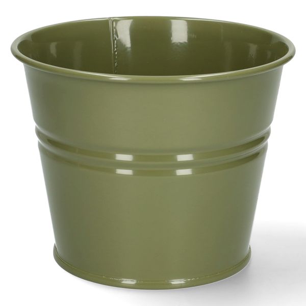 Blumentopf, Zink, olivgrün, Ø14,5 cm