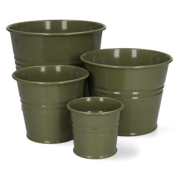 Blumentopf, Zink, olivgrün, Ø14,5 cm