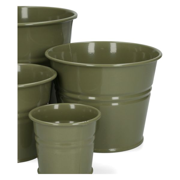 Blumentopf, Zink, olivgrün, Ø14,5 cm