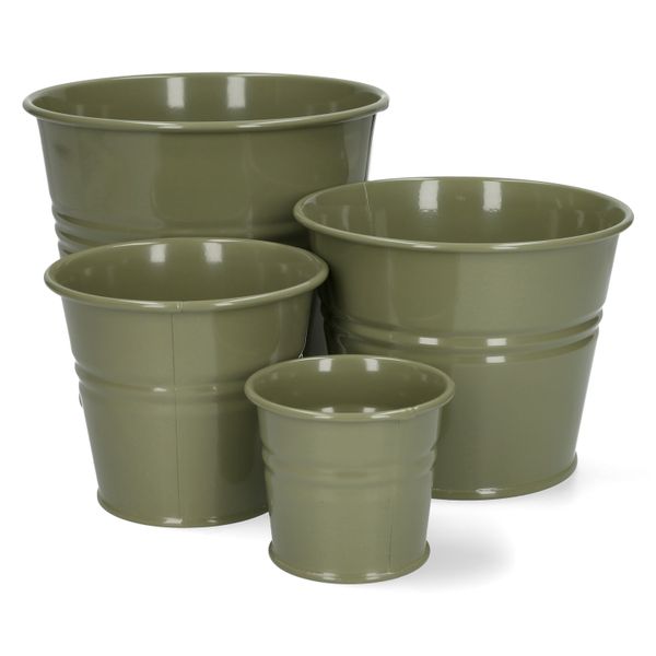 Blumentopf, Zink, olivgrün, Ø17 cm