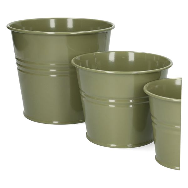 Blumentopf, Zink, olivgrün, Ø17 cm