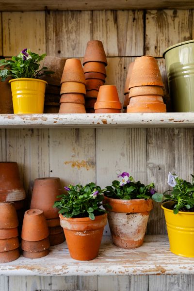 Blumentopf, Zink, ginstergelb, Ø7 cm