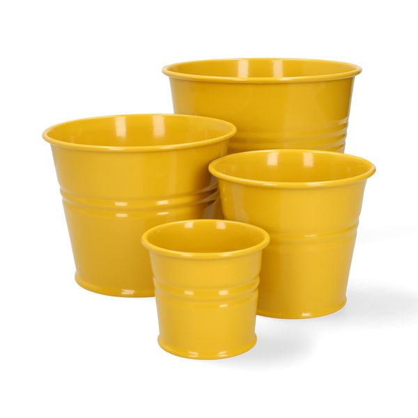 Blumentopf, Zink, ginstergelb, Ø17 cm