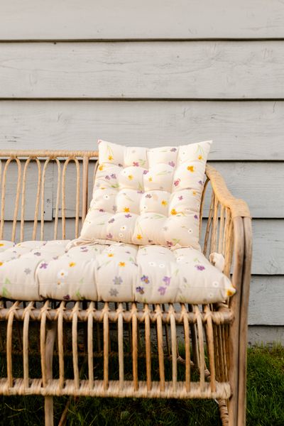 Stuhlkissen, Bio-Baumwolle, Frühlingsblumen, 40 x 40 cm