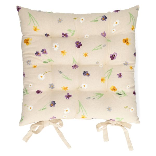 Stuhlkissen, Bio-Baumwolle, Frühlingsblumen, 40 x 40 cm