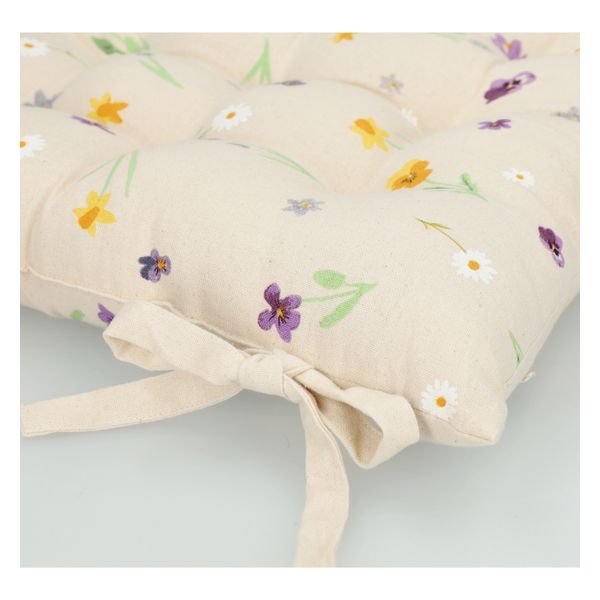 Stuhlkissen, Bio-Baumwolle, Frühlingsblumen, 40 x 40 cm